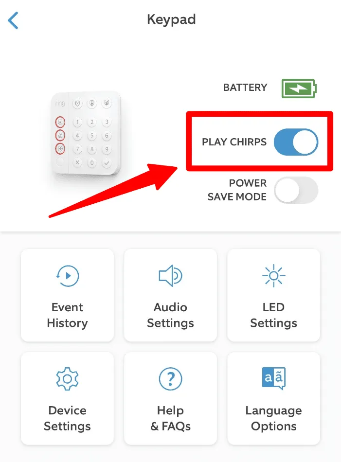 Ring Keypad Play Chirps