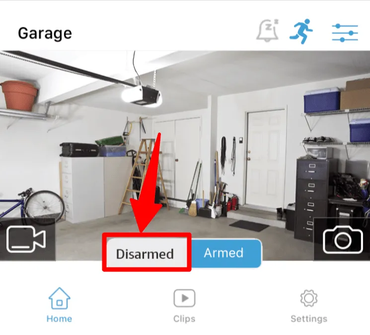 Blink app disarmed button