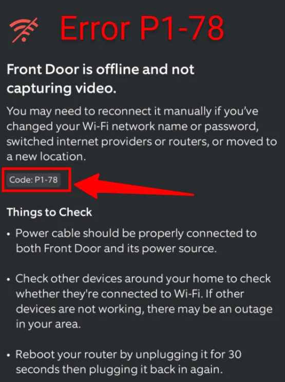 Ring error code P1-78