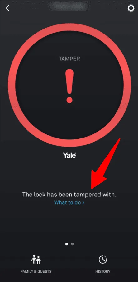 Nest Yale Tamper Alarm app screen